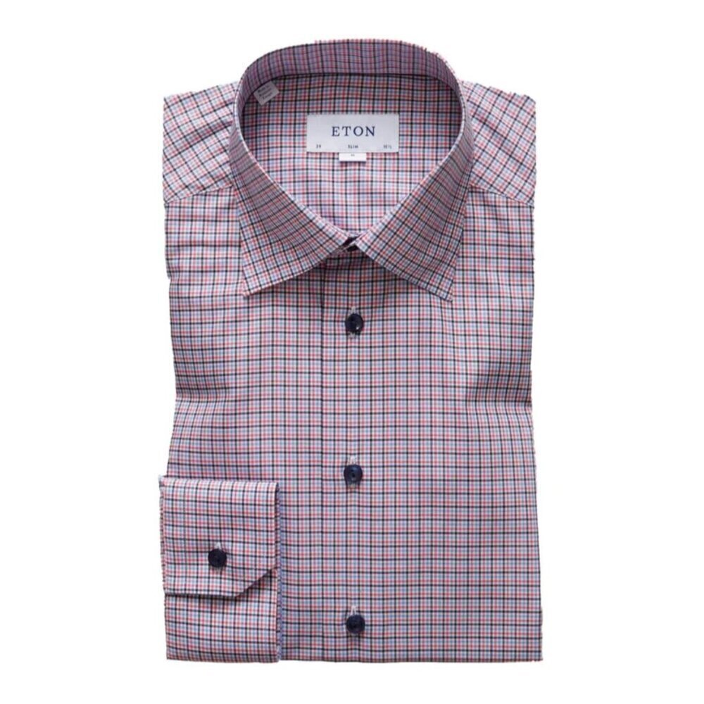 ETON Slim fit pink/blue checked shirt, Size M